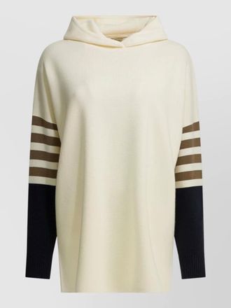 Max Mara virgin wool sweater hood striped sleeves