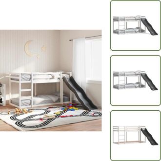 vidaXL Letto con scala - vidaXL Letto a Castello Scivolo e Scala Bianco 90x200 cm Legno di Pino - Letto in legno