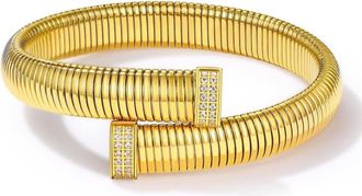 Liv Oliver 18K Gold & Cz Wrap Bangle Bracelet