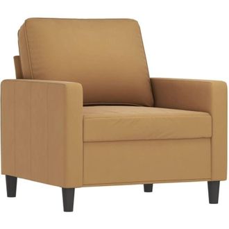 vidaXL Sillón de terciopelo marrón 60 cm Vidaxl