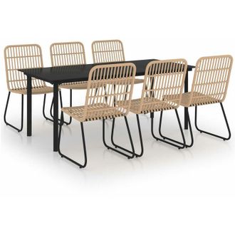 vidaXL Juego De Comedor Para Jard&iacute;n 7 Piezas Rat&aacute;n Sint&eacute;tico Y Vidrio Vidaxl