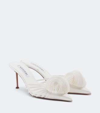 Aquazzura Wild Bloom appliqu&eacute; satin mules