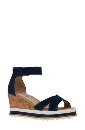 Pelle Moda Westyn Ankle Strap Platform Wedge Sandal in Midnight at Nordstrom Rack, Size 9.5