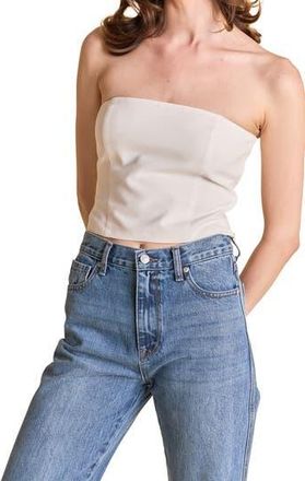 endless rose Strapless Linen Top in White at Nordstrom Rack, Size X-Small