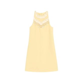 Valentino Embroidered Crepe Couture Short Dress - female - Valentino - Short Dresses - Yellow - S - Dresses