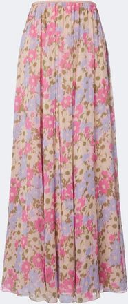 Valentino Floral silk cr&ecirc;pe de chine maxi skirt
