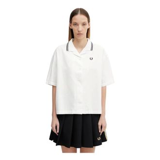 Fred Perry Dames, Blouses & Shirts, Wit, Maat: XS Katoen