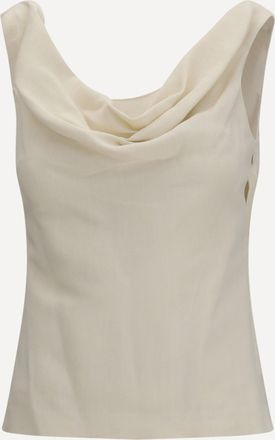 Brunello Cucinelli Top in twill di viscosa e lino Woman L