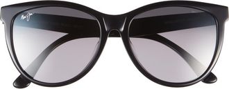 Maui Jim 56mm Cat Eye Sunglasses in Black Black Grey at Nordstrom Rack