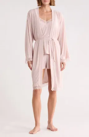 Danskin Pleated Lace Trim Pajamas in Pale Peony at Nordstrom Rack, Size X-Large