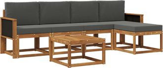vidaXL Conjunto De Sof&aacute;s De Exterior 6 Uds. Natural Y Antracita Vidaxl