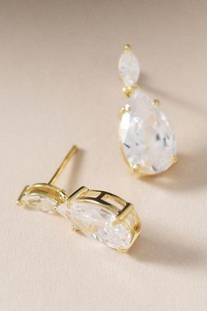Adina Eden Cubic Zirconia Marquise X Pear Dangle Stud Earrings