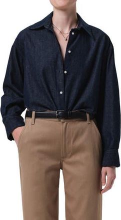 Citizens Of Humanity Ana Crop Denim Button-Up Shirt in Piave at Nordstrom Rack, Size X-Large