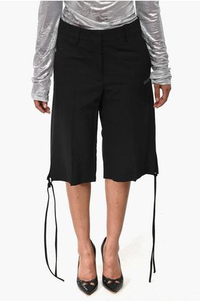 Off-white FORMAL Virgin Wool Blend Shorts with Lace-up Detail size 40