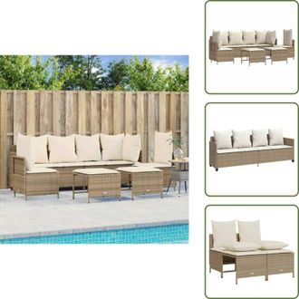 vidaXL The Living Store Set Divano da Giardino 5 pz con Cuscini Beige in Polyrattan - Divano esterno
