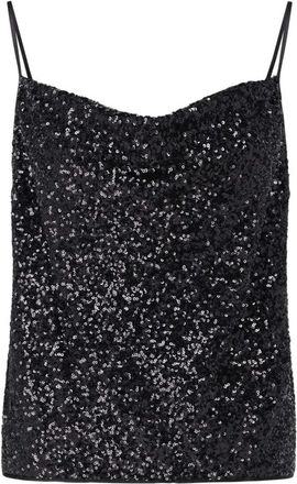 Diane Von F&uuml;rstenberg Pailletten V-hals Top - Dames - Tops zonder mouwen - Zwart - XS - Pailletten - Tops