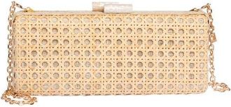 Raf&eacute; New York Alessandra Rattan Long Clutch in Ivory at Nordstrom, Size Small