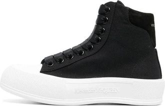Alexander McQueen (WMNS) Alexander McQueen High-Top Deck Skate Plimsoll Shoes Black White 697123W4MV71070