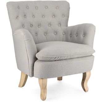 BIZZOTTO Poltrona Orlins per interno, Struttura In Legno Di Pino e Compensato, Rivestimento In Poliestere Effetto Boucle, Capitonne 71.5 x 72.5 x 79h cm