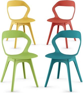 Costway Costway Juego De 4 Sillas De Comedor, Conjunto De 4 Sillas De Pl&aacute;stico Para Cocina, Silla Lateral Moderna Para Comedor, Sala De Estar Y Recepci&oacute;n, F&aacute;c