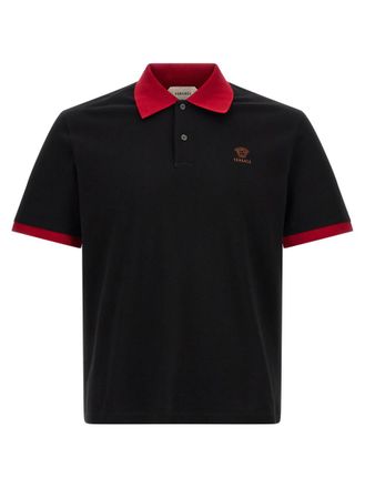Versace Black Solid Shirt Collar Polo