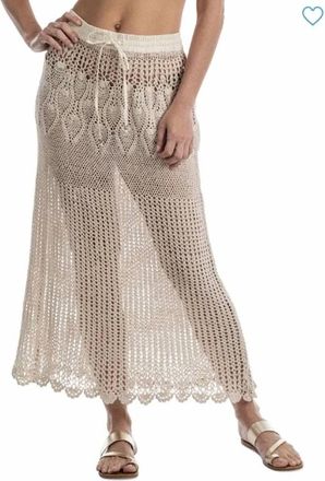 Dotti Crochet Drawstring Maxi Skirt In Beige