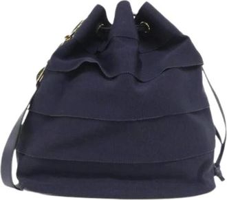 Ferragamo Pre-owned Bucket Bags, male, Blue, Size: ONE SIZE Pre-owned Canvas Leather Shoulder Bag