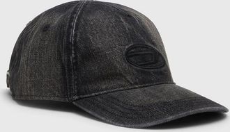 Diesel Denim cap with frayed details and embroidered logo - Caps - Man - Black