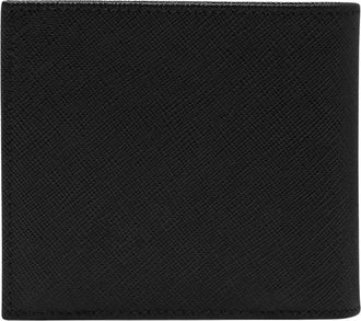 Prada Compact Wallet Saffiano Triangolo - Heren - Accessoires - Zwart - Maat: ONE Size Leer