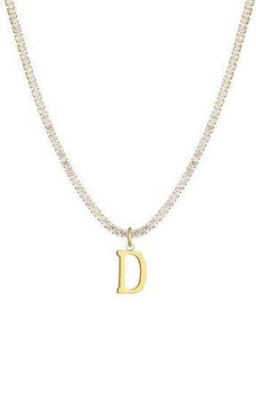 Adornia Initial Charm Tennis Necklace in Gold-D at Nordstrom Rack
