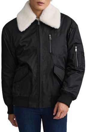 NVLT Faux Fur Collar Insulated Bomber Jacket in Black at Nordstrom Rack, Size X-Small