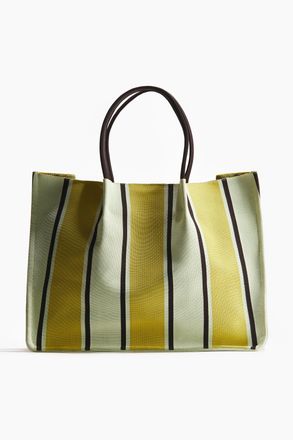 H&M Tote Bag - Hellbeige/Gelb Gestreift