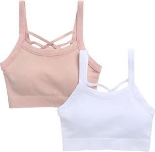 Yogalicious Assorted 2-Pack Claire Seamless Sports Bra in Blush Silk/White at Nordstrom Rack, Size X-Small