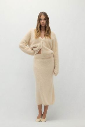 Naked Cashmere Francesca Brushed Cashmere Midi Skirt in Barley at Nordstrom, Size Small/medium