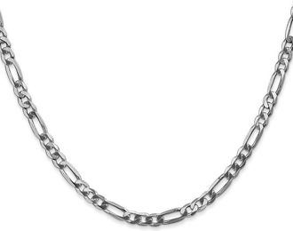 Diamond2Deal 14K White Gold 4mm Flat Figaro Chain Necklace