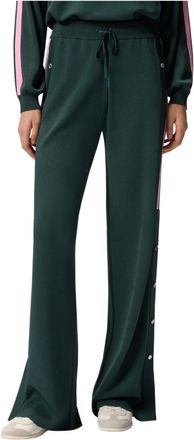 Pinko Wide Trousers, female, Green, M, Green sports Trousers with side stripe