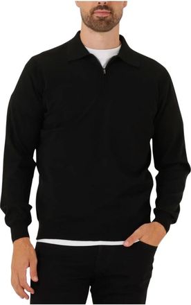 FILIPPO DE LAURENTIIS Truien & Vesten, Heren, Zwart, 2Xl, Wol, Polo Zip ML R Merino