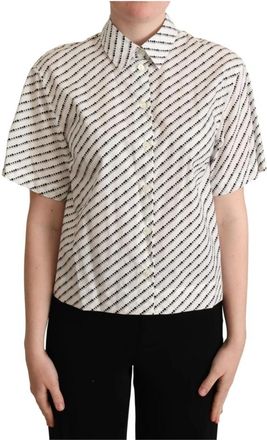 Dolce & Gabbana Stijlvol gestippeld katoenen poloshirt - Dames - Overhemden - Wit - M - Katoen - Overhemden