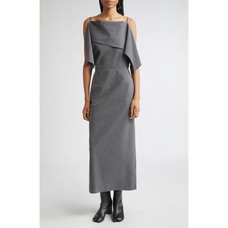 Maison Margiela Folded Convertible Stretch Gabardine Dress in Dark Grey Melange at Nordstrom, Size 8 Us