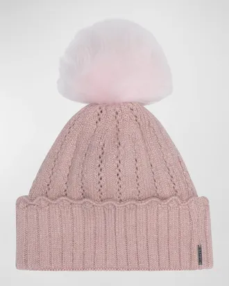 Gorski Knit Beanie with Lamb Fur Pom