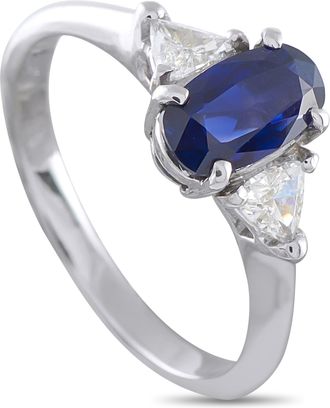 Luxury Bazaar Platinum 0.30ct Diamond and Sapphire Ring MF12-052126