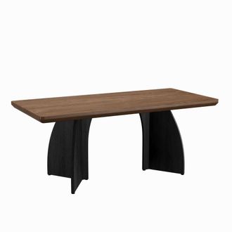 Urban Meuble Mesa de comedor moderna efecto nogal, tablero grueso de 4 cm