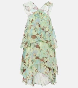 Stella McCartney Tiered printed silk minidress