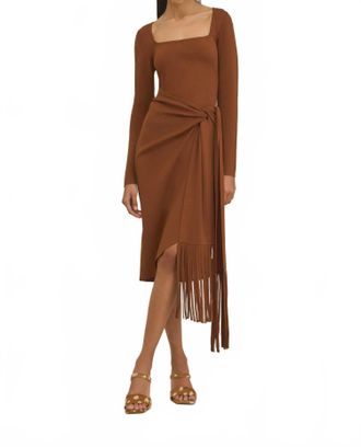 Cult Gaia Fringe Wrap Dress In Brown
