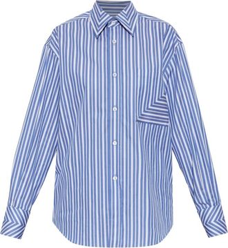 Victoria Beckham Het Pocket Shirt - Dames - Overhemden - Blauw - XS - Katoen - Overhemden