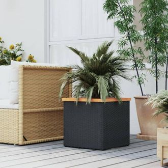vidaXL Planter Black 40x40x40 cm Poly Rattan Vidaxl