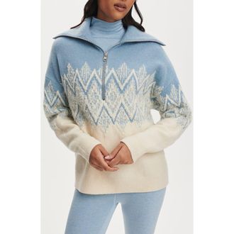 Varley Hedda Fair Isle Half Zip Sweater in Ashley Blue at Nordstrom, Size Medium