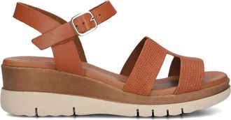 Lina Locchi Elegante Cognac Sandalen 8224 - Dames - Sleehakken - Bruin - 40 EU - Linnen - Schoenen