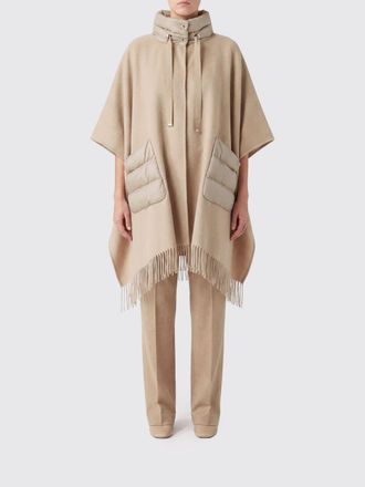 Herno Resort Wool and Cashmere Cape with Quilted Inserts and Fringes