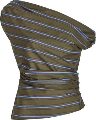 Staud Phare Striped Asymmetric Stretch-cotton top - Grey - 2 (UK6 / XS)
